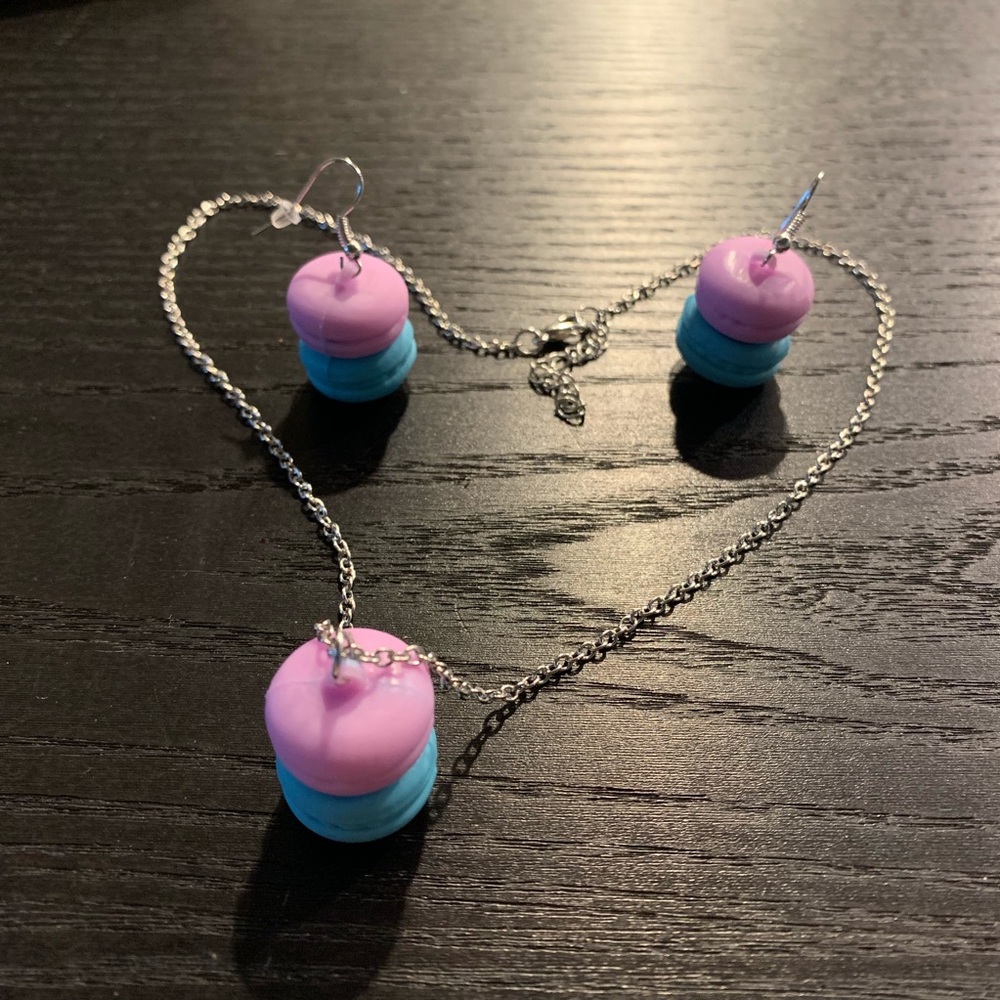New🍒🍒Macaron PINK Necklace & Earrings Set